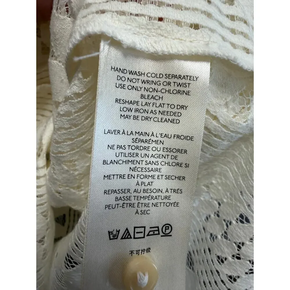 Anthropologie Lace Button Down Blouse Women's 16W Romantic Festival Cream